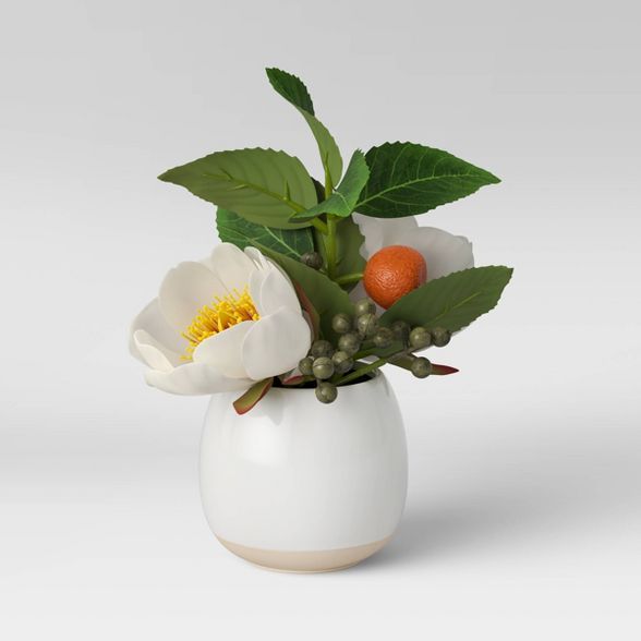 Artificial Citrus Floral Plant in Ceramic Pot White - Threshold™ | Target