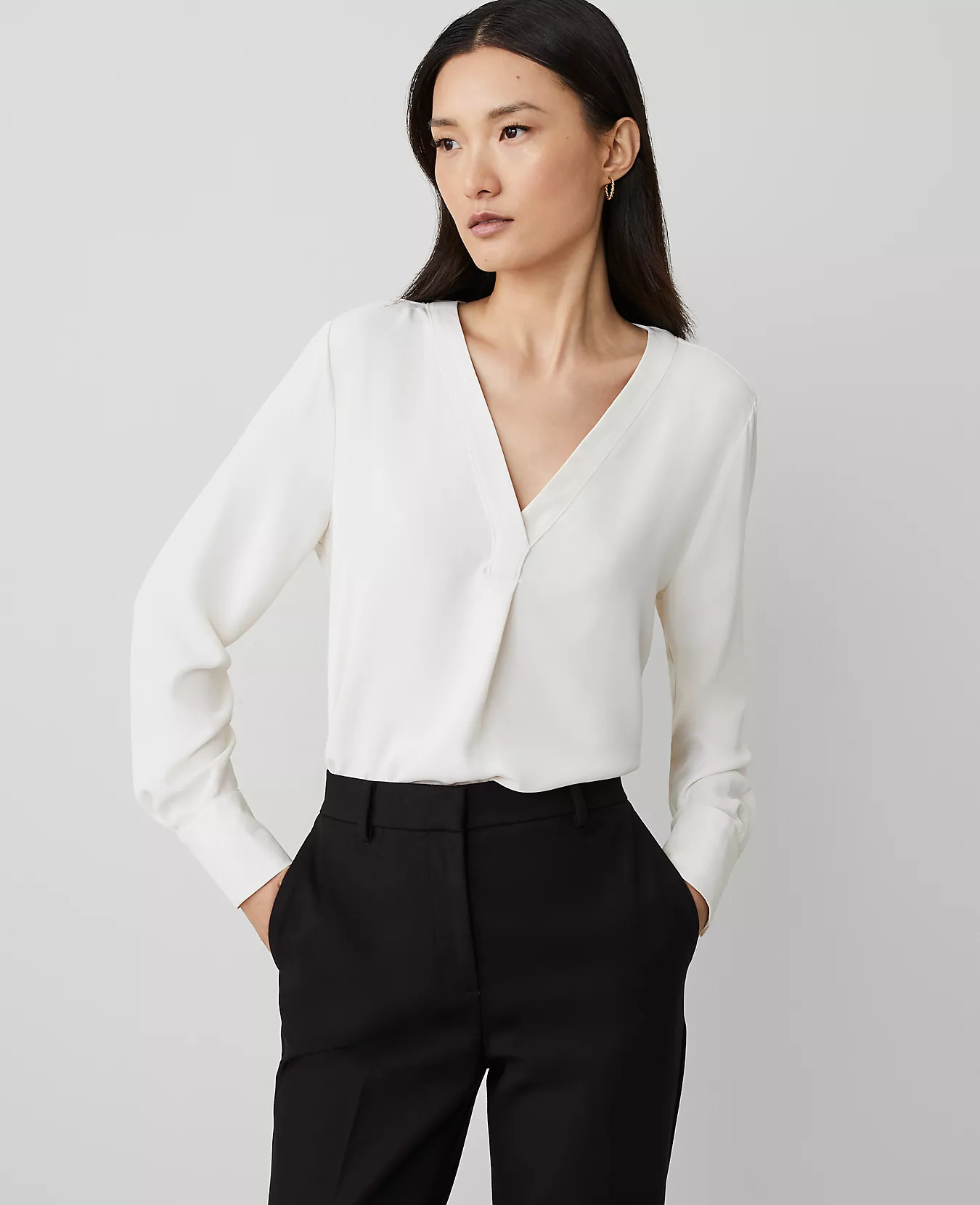 Mixed Media Pleat Front Top | Ann Taylor (US)