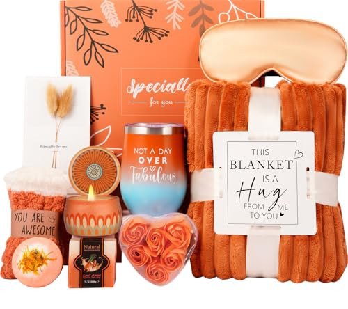 Mother's Day Gifts for Mom Wife Her Women,Birthday Gifts for Sister Friend Girlfriend Teacher,Get Well Soon Self Care Package,Orange Rose Relaxing Spa Baskets for Her Anniversary Christmas Mothers Day | Amazon (US)