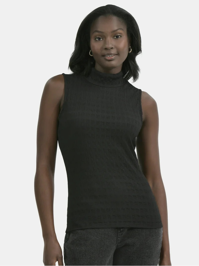Time and Tru Women's Pucker Mock Neck Top, XS-XXXL | Walmart (US)