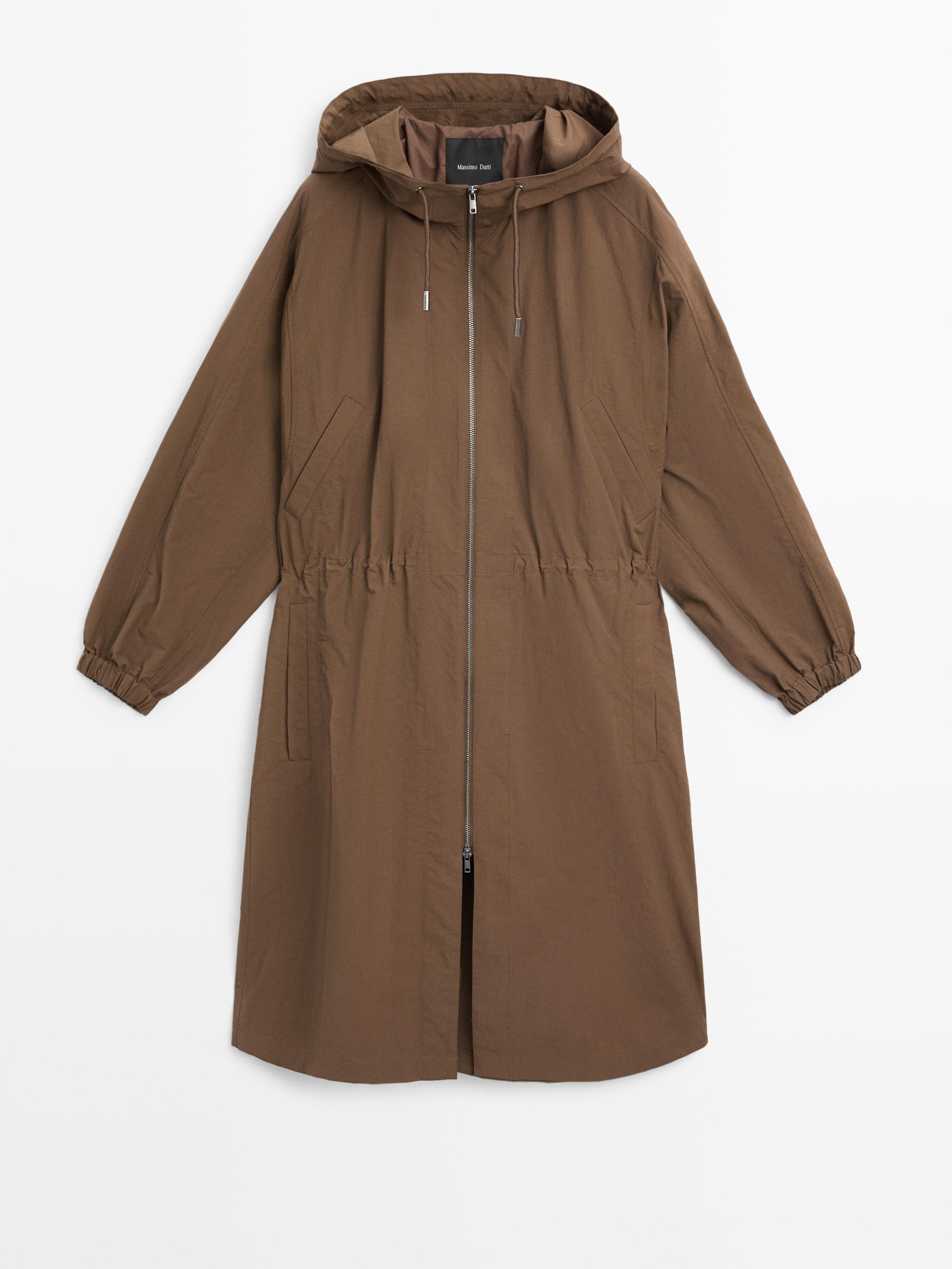 Long technical fabric parka | Massimo Dutti UK