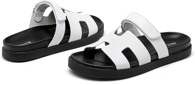 ALLOT Women's Comfort Slide Sandals Adjustable Strap Soft Footbed Platform Slip on Summer Beach S... | Amazon (US)