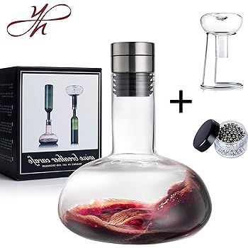 YouYah Wine Decanter Set,Wine Breather Carafe with Drying Stand,Steel Cleaning Beads and Aerator ... | Amazon (US)