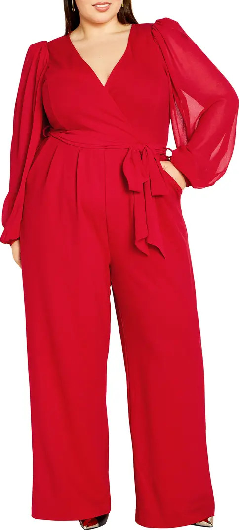 Belted Sheer Long Sleeve Jumpsuit | Nordstrom