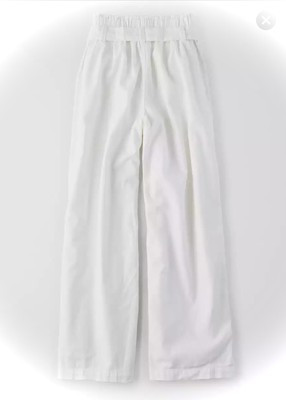 American Eagle High-Waisted Paperbag Wide Leg Pants (white, small) | eBay US