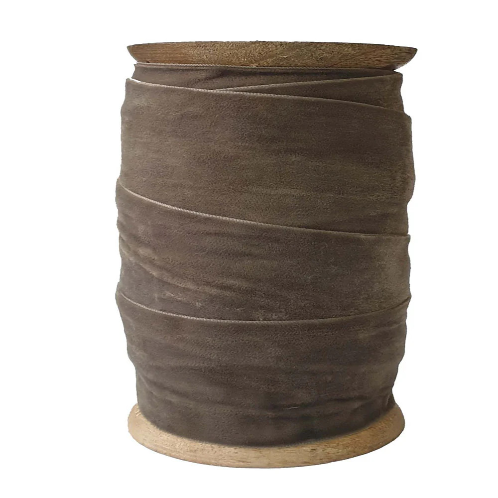 Wide Hand Dyed Velvet Ribbon Dark Brown | CG Hunter