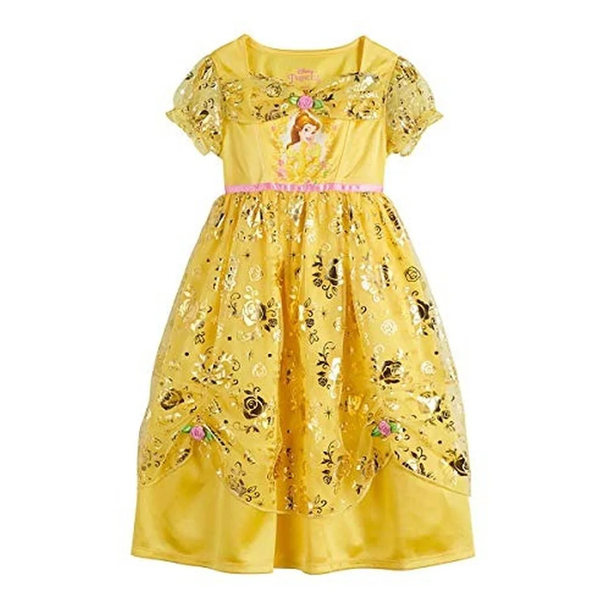 Disney Princess Belle Fancy Deluxe Nightgown, Golden Foil Gown, Size 3T | Walmart (US)