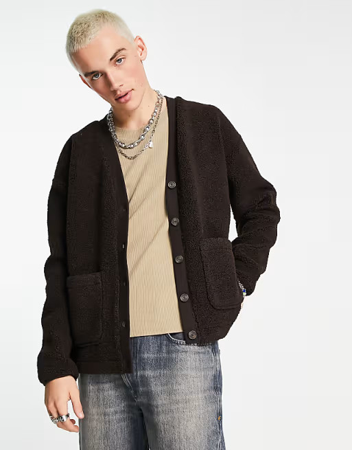 ADPT oversized teddy cardigan in chocolate  | ASOS | ASOS (Global)