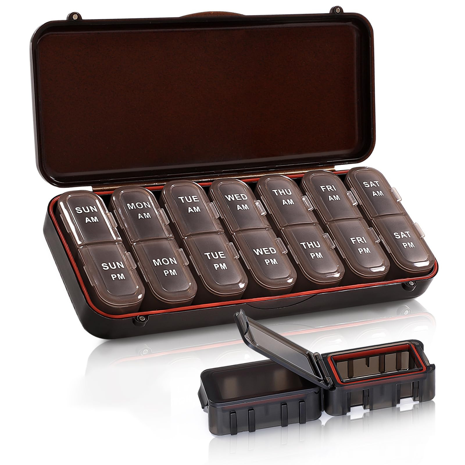 Pill Organizer 2 Times a Day, Weekly Travel Case for Vitamins, Fish Oils + 2 Detachable Cute Boxe... | Amazon (US)