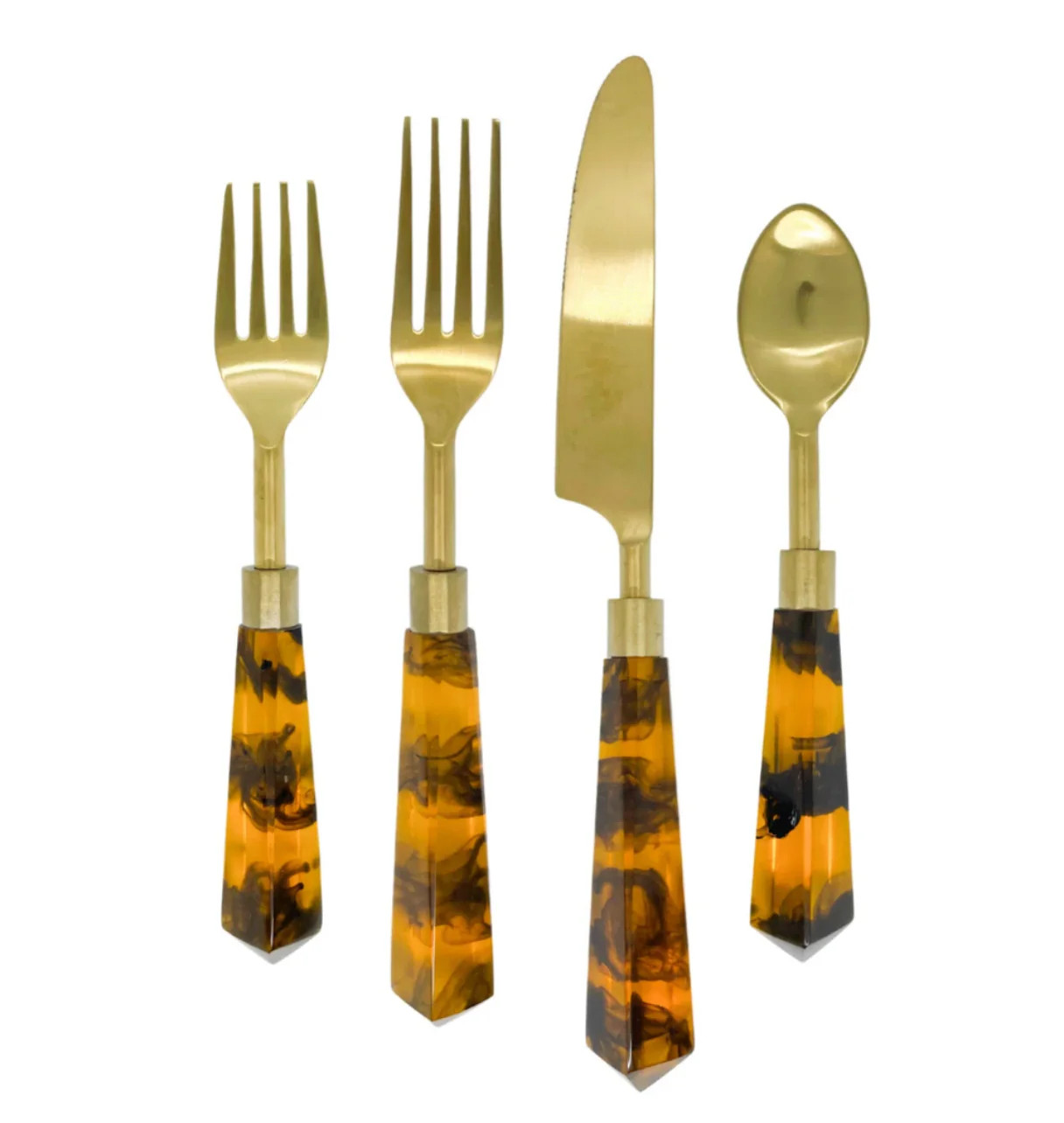 Tortoise Shell Acrylic Flatware Set | House of Blum