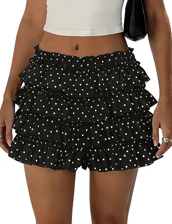FOMELY Women's Ruffle Shorts Y2K Bloomer Shorts Puffy Mini Bloomers | Amazon (US)
