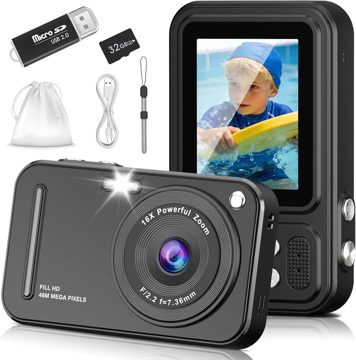 Digital Camera for Kids, 48MP FHD 1080P Point and Shoot Digital Cameras with 16X Zoom Anti-Shake,... | Amazon (US)