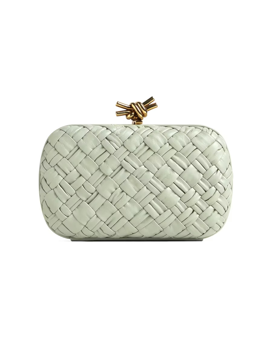 Plissé Knot Leather Clutch | Saks Fifth Avenue