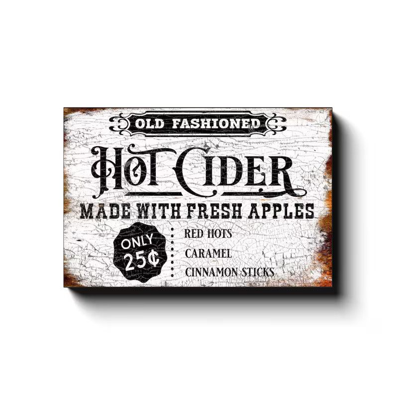 Hot Cider Sign, Fall Decor, Vintage Farmhouse Decor, Vintage Inspired, Farmhouse Wall Art, Large ... | Etsy (US)