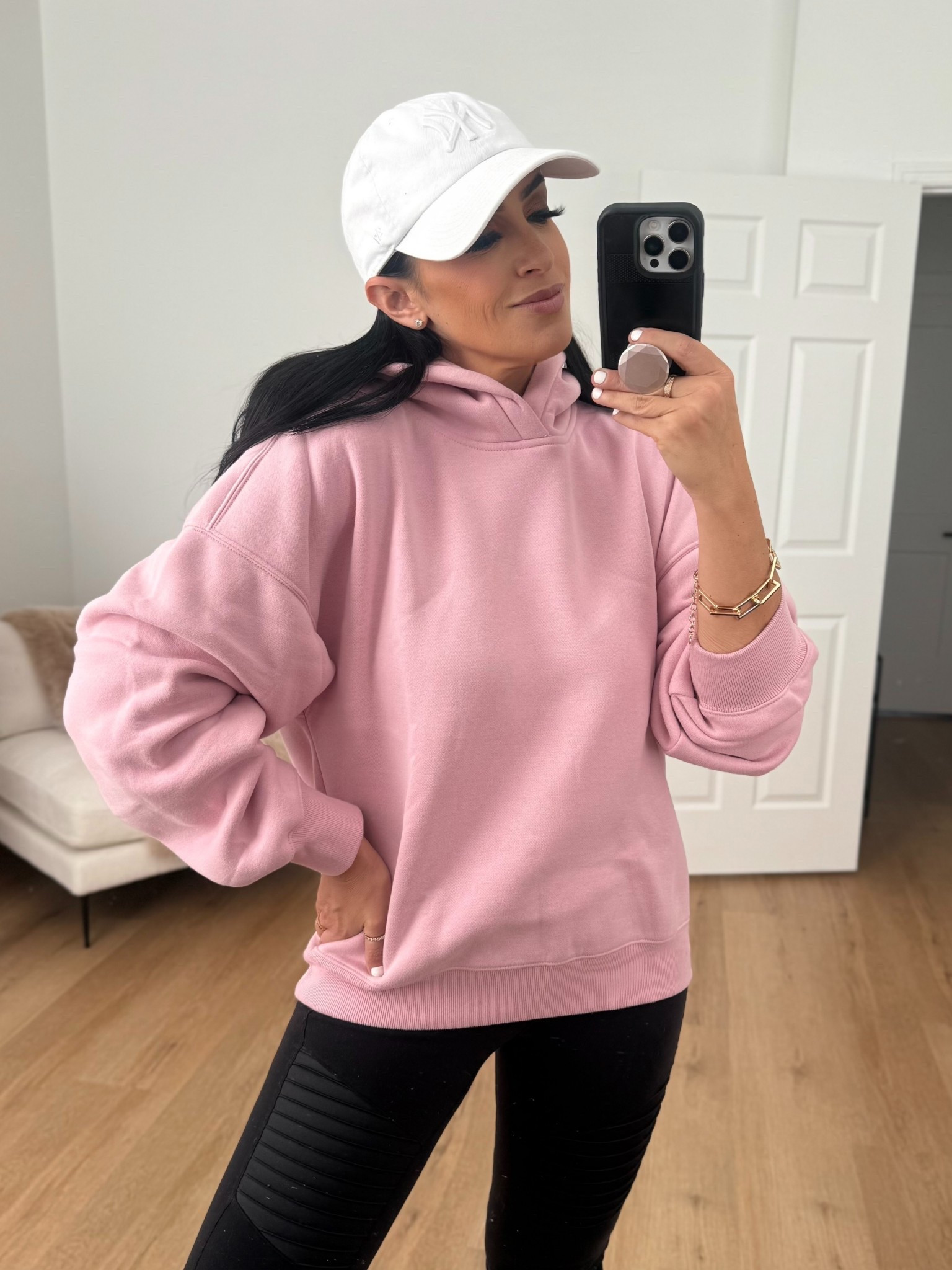 Alo Yoga Moto Leggings. Abercombie Sunday Hoodie wearing size medium $52 originally $70. 
