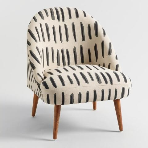 Charcoal Gray and Ivory Dash Print Noemi Tub Chair | World Market