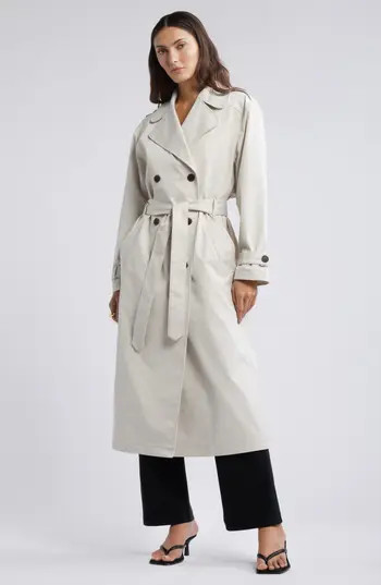 Open Edit Belted Trench Coat in Beige Pumice at Nordstrom Rack, Size X-Large | Nordstrom Rack