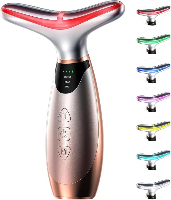Pedete Facial Massager, 7 Colors Red Light Therapy for Face and Neck, Face Lift Device with 113°... | Amazon (US)