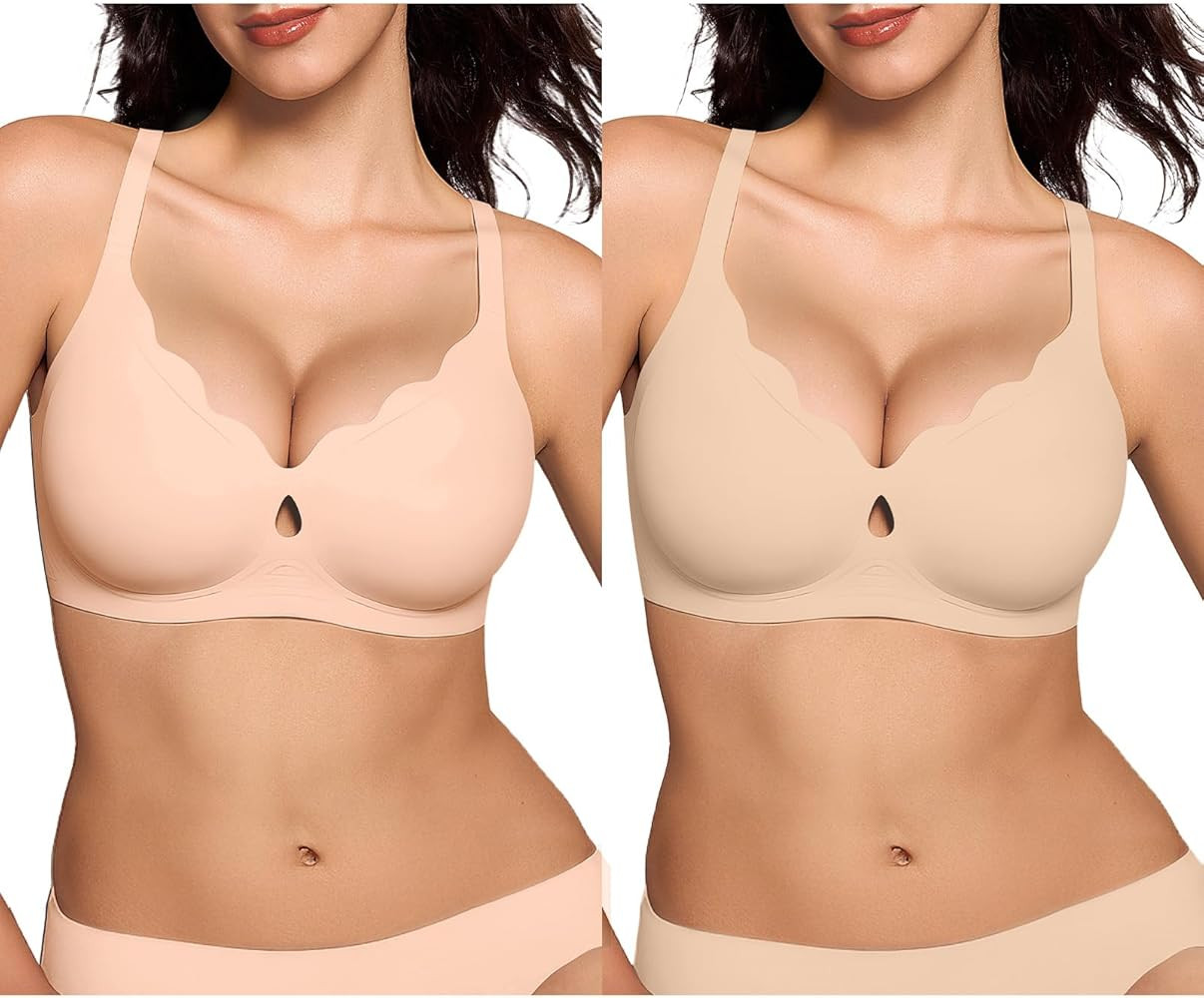 ProKloud Wireless Bras for Women Wave Push Up No Underwire Bralettes Seamless Full Coverage Suppo... | Amazon (US)