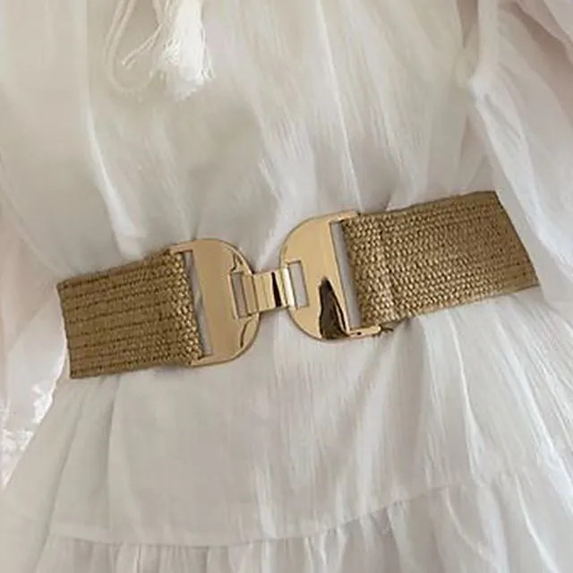 Charm n Style - Straw Woven Elastic Belt | YesStyle Global