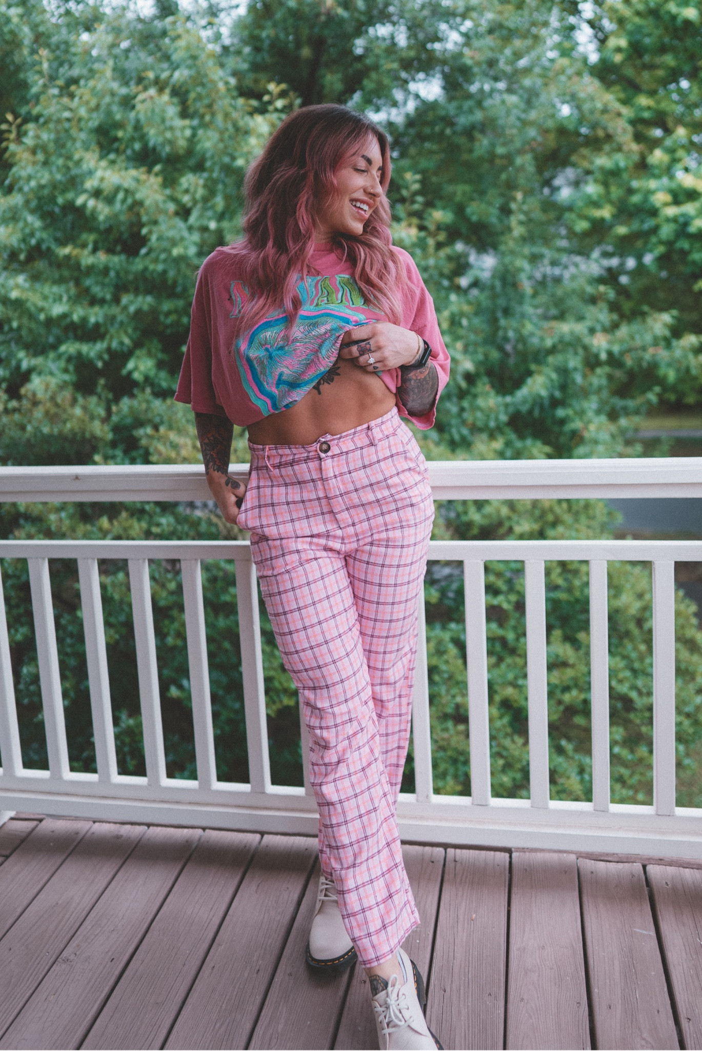 The pants are from
Shein but years old- same w the top from urban, looks like they don’t make it in pink anymore but stil linked the same shirt!