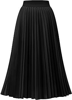 DRESSTELLS Winter Pleated Midi Skirts for Women Midi Length Winter High Waist Skirt with Lining | Amazon (US)