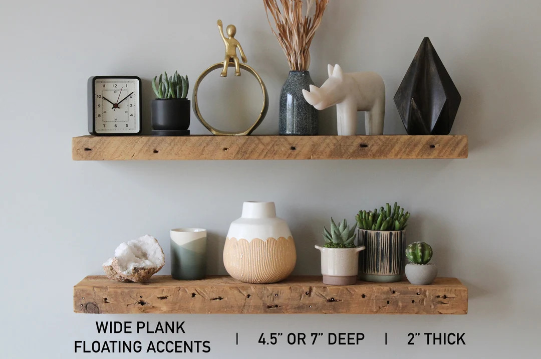 Reclaimed Barn Wood Accent Floating Shelves | 2" Barn Plank | Amish Handcrafted | Set of 2 - Etsy | Etsy (Global)
