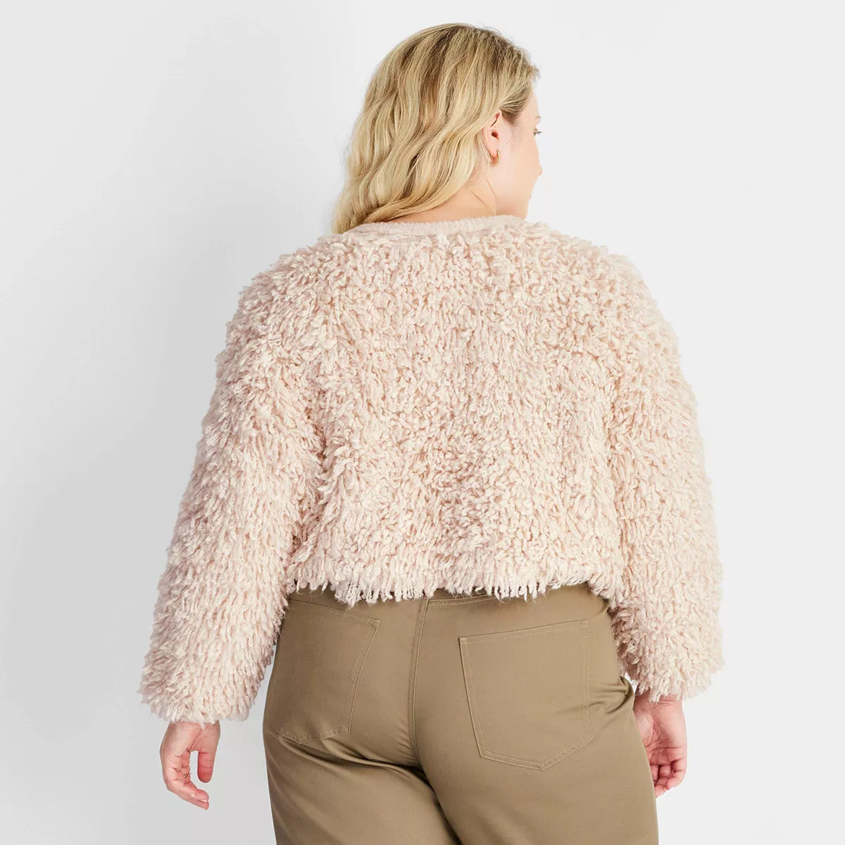 Women's Textured Cropped Cardigan - Future Collective Cream | Target