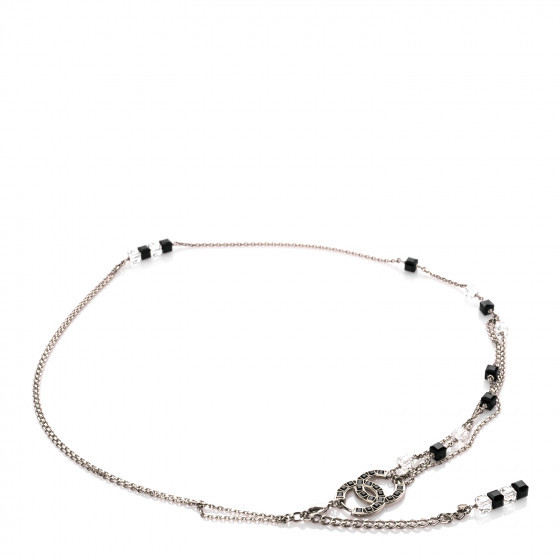 CHANEL Baguette Crystal CC Belt Silver Black | FASHIONPHILE (US)