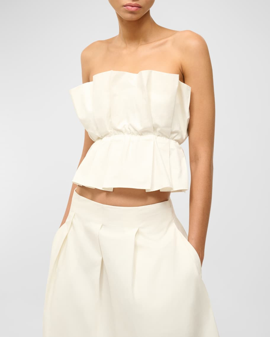 Dover Strapless Pleated Cotton Top | Neiman Marcus