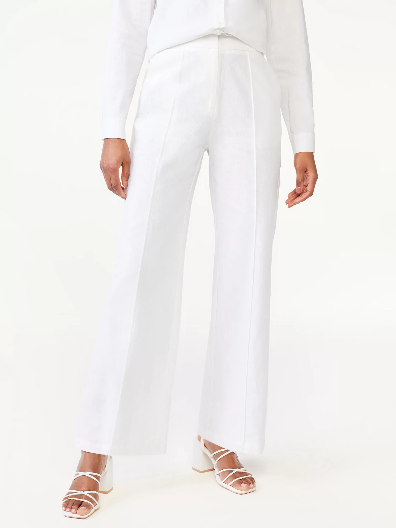 Scoop Women’s High Waist Pleated Wide Leg Pants, 30” Inseam | Walmart (US)