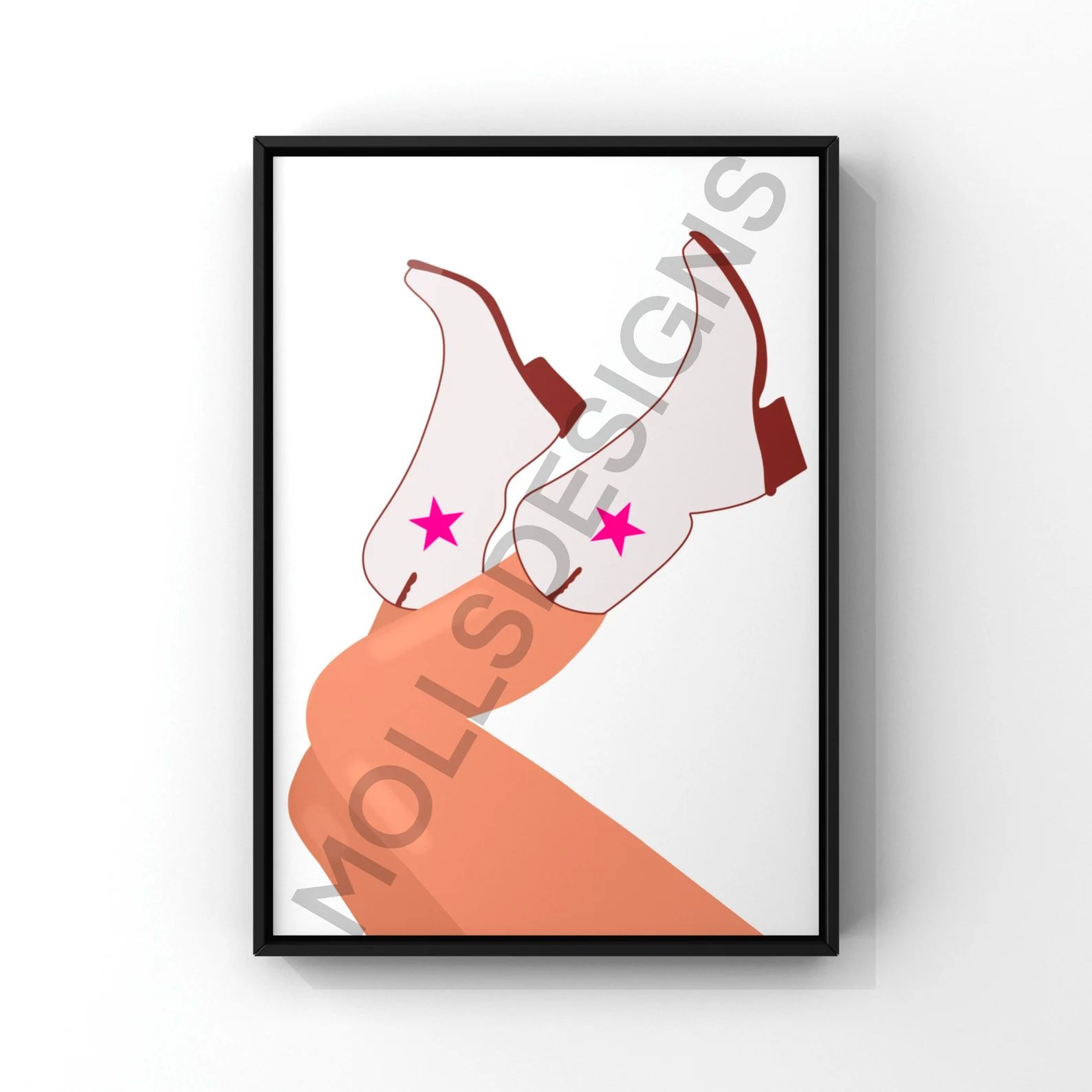 Pink Star Cowboy Boot (Digital Download), Preppy Wall Art, Room Decor, Poster Print, Prints, Prep... | Etsy (US)