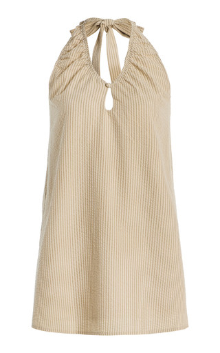 Exclusive Sidney Striped Cotton-Blend Seersucker Mini Halter Dress | Moda Operandi (Global)