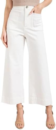 miduo Womens High Waisted Cropped Wide Leg Stretchy Straight Pants Trousers with Pockets | Amazon (US)