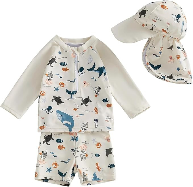 Hnyenmcko Toddler Baby Boys Swim Set Long Sleeve Rashguard Swimsuit Shirt Trunks Infant Bathing S... | Amazon (US)