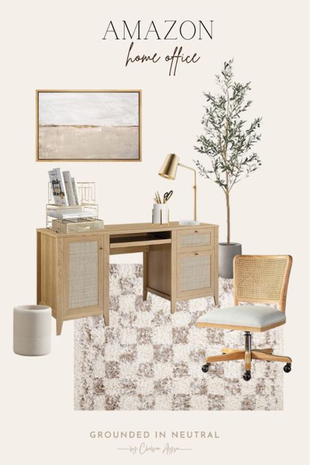 This Amazon home office look is perfect for a cozy, neutral vibe. The rug is the perfect pattern and the desk is stylish and functional. 

#LTKStyleTip #LTKHome