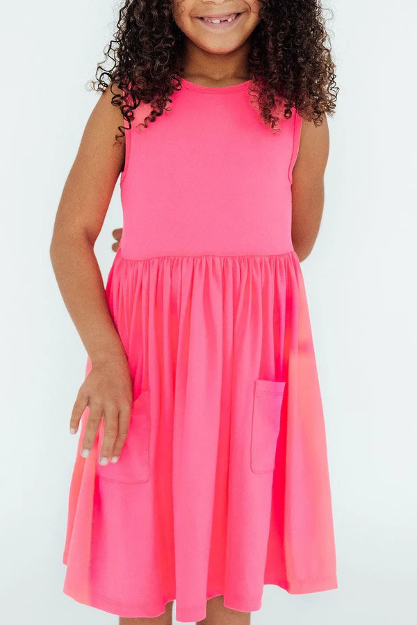 Neon Pink Tank Pocket Twirl Dress | Mila and Rose