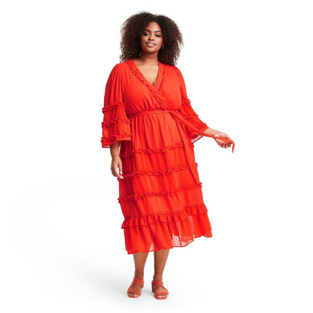 Plus Size Angel Sleeve Tiered Ruffle Dress - ALEXIS for Target Dark | Target