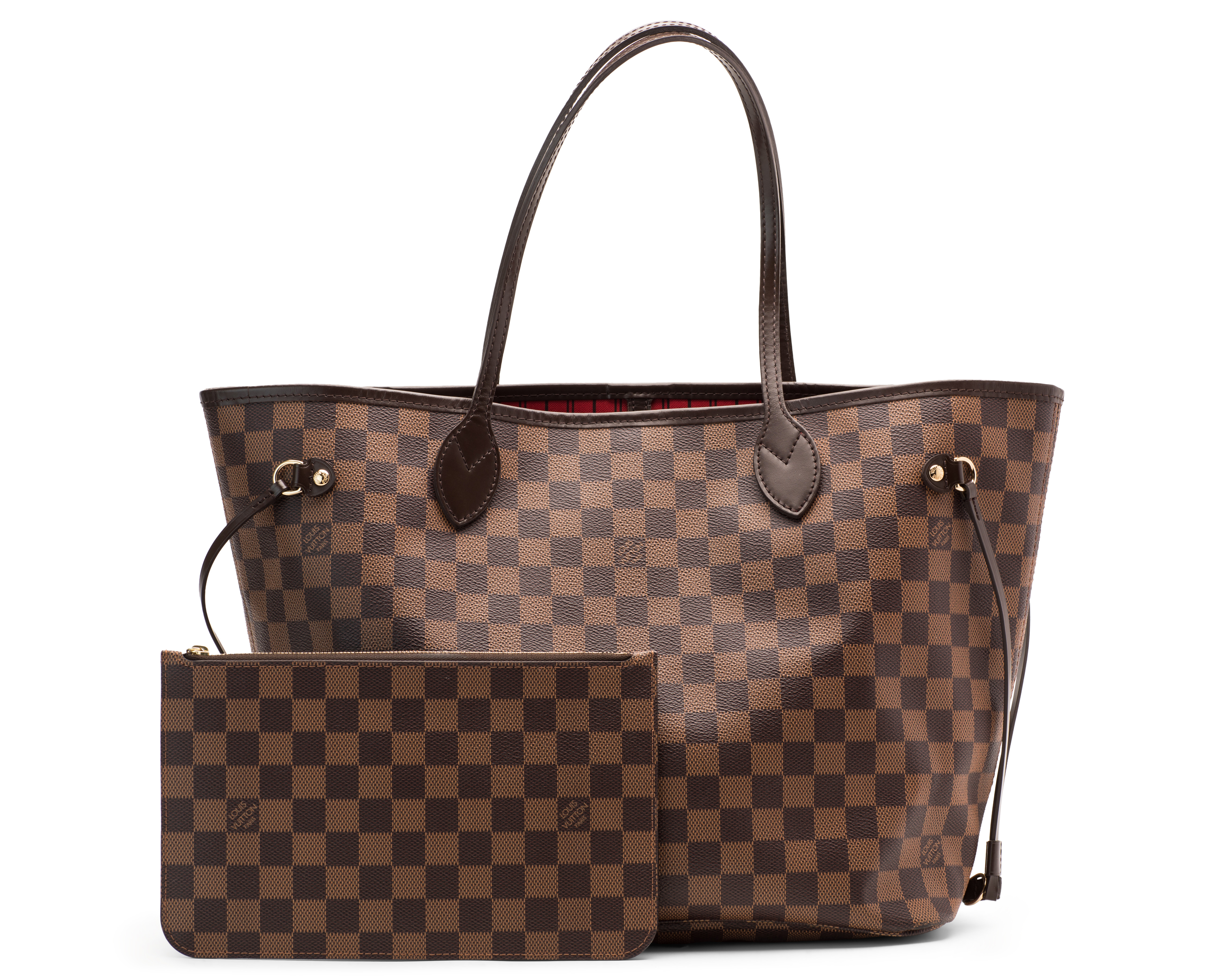 Women's Louis Vuitton Neverfull Damier Ebene MM Cerise Lining | StockX