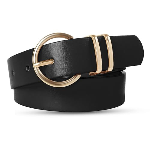 HSHKJ Womens Belts Fashion Ladies Belt for Jeans Pants and Dress Belt with Gold Buckle Women Belts for Women Medium Size Woman Belts | Amazon (US)