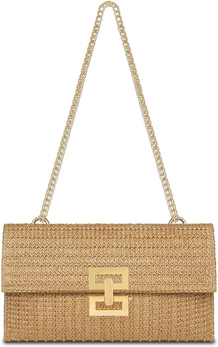 Straw Clutch Purse for Women Designer Evening Handbag Summer Beach Shoulder Crossbody Bag | Amazon (US)