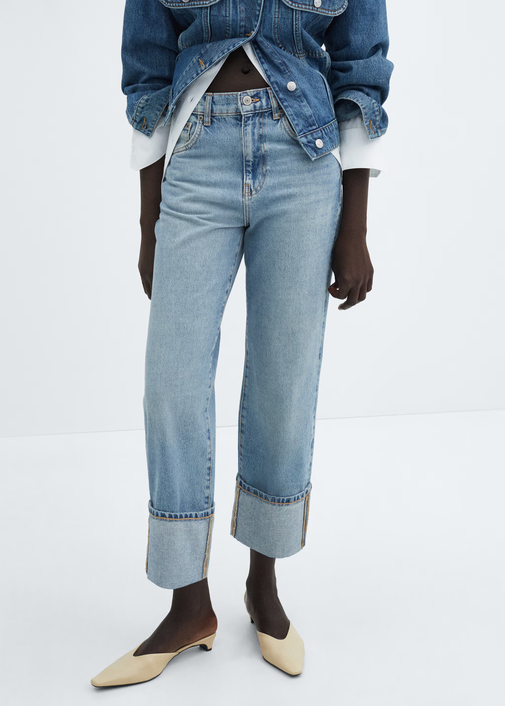 Turned-up straight jeans | MANGO (UK)