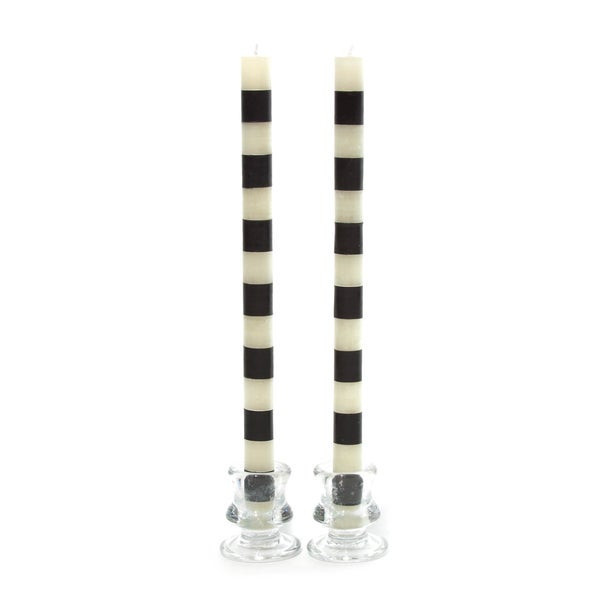 MacKenzie-Childs Bands Black Dinner Candles | MacKenzie-Childs