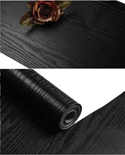 Yancorp 16" x120" inches Matte Black Grain Wood Textured Paper Vinyl Film Self-Adhesive Wallpaper... | Amazon (US)