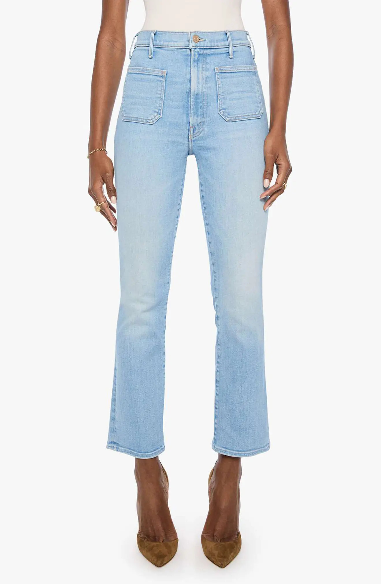 The Hustler Patch Pocket High Waist Flood Ankle Bootcut Jeans (Women) | Nordstrom | Nordstrom