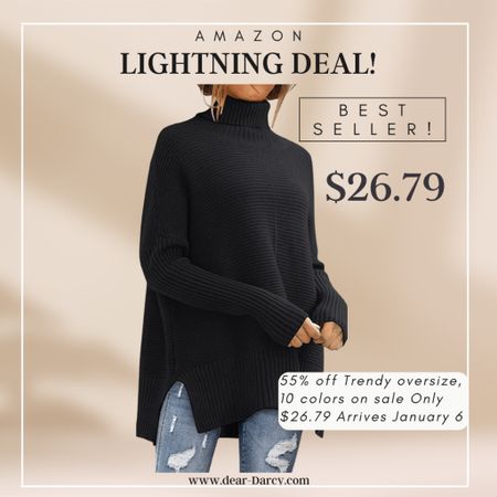 Amazon Lightning deal of the day!
Best selling Sweater!!!
55% off
Not $26
10 colors are on sale!!!

I have 3 colors and grabbed the black today!

TTS  but it is oversized so you could size down.
But if you want for leggings or skinny jeans keep your true size.

Hurry deal only last about her 15 hours

#LTKstyletip #LTKsalealert #LTKunder50