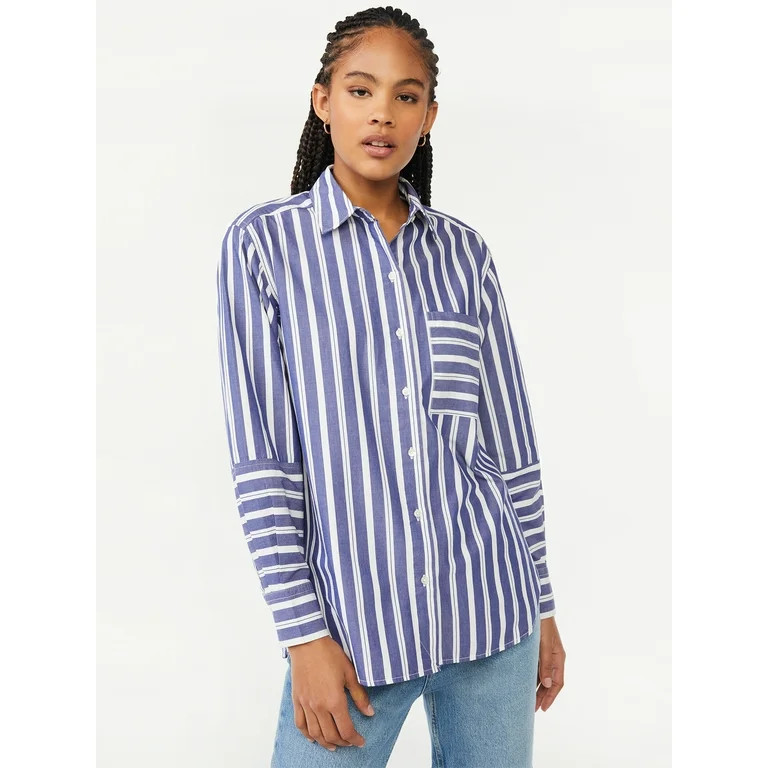 Free Assembly Women's Boxy Button Down Tunic Top | Walmart (US)