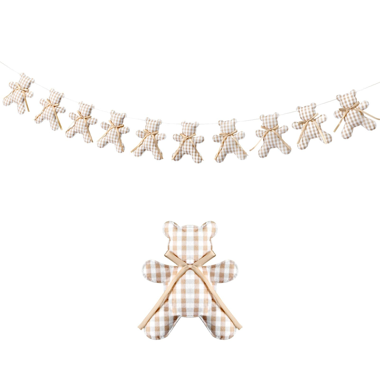 Moukeren We Can Bearly Wait Baby Shower Decorations Brown Teddy Bear Felt Banner 3D Boho Baby Sho... | Amazon (US)