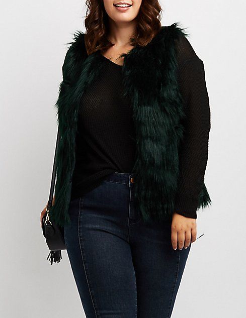 Plus Size Colored Faux Fur Vest | Charlotte Russe