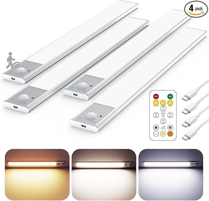 12" Ultra-Thin Under Cabinet Lighting Wireless, Aluminum Alloy Under Counter Lights for Kitchen, ... | Amazon (US)